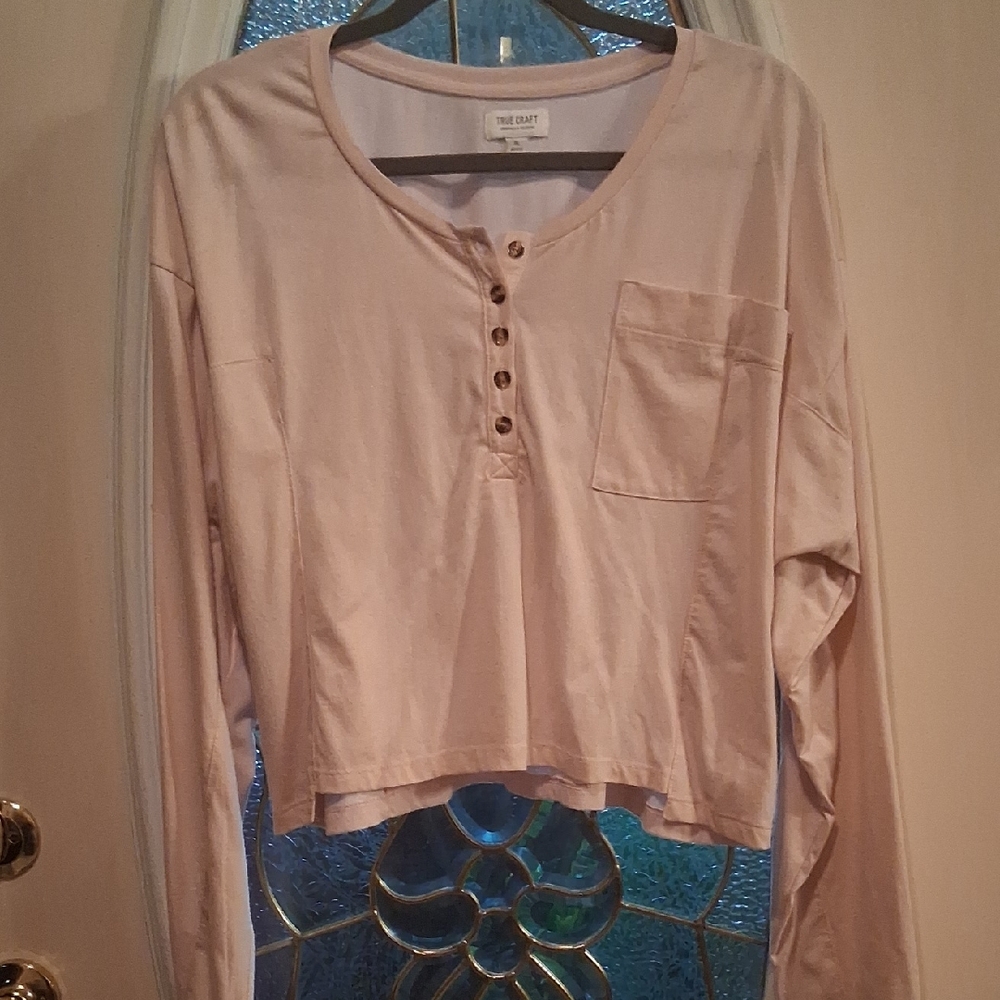 True Craft Light Pink Henley Shirt